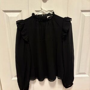 Chic Black Ruffled Women's Blouse